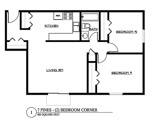 Floor plan Two Bedroom Corner A