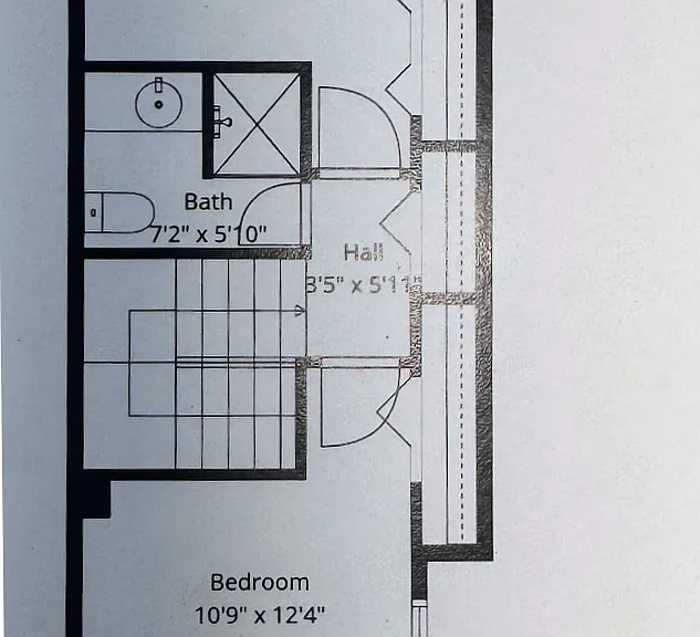 Floor plan. Two private rooms plus a private bathroom.