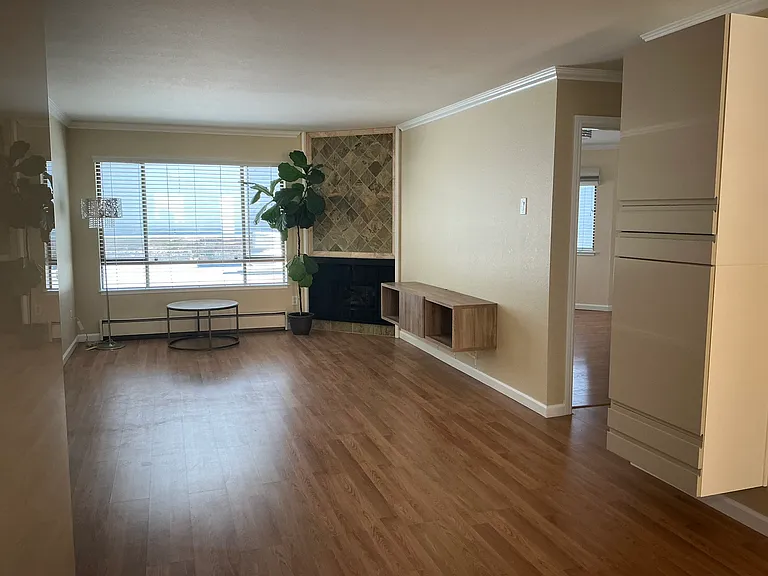 Living room facing back courtyard