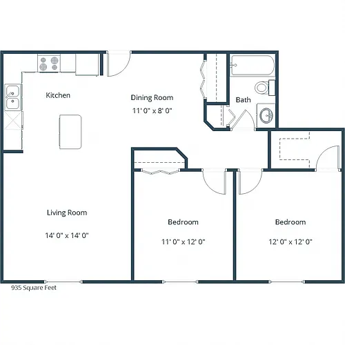 Floor plan Two Bedroom 21F