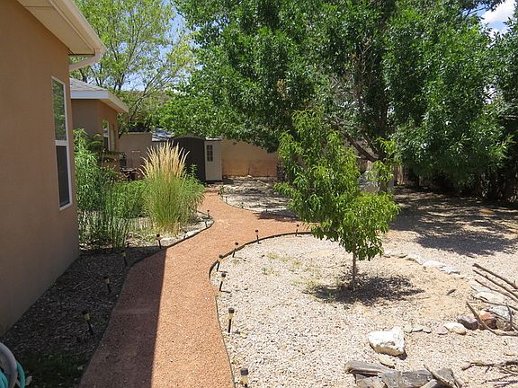 Pathways : Leads to Lifetime shed at back. Peach tree in front. Mature Modesto ash behind.