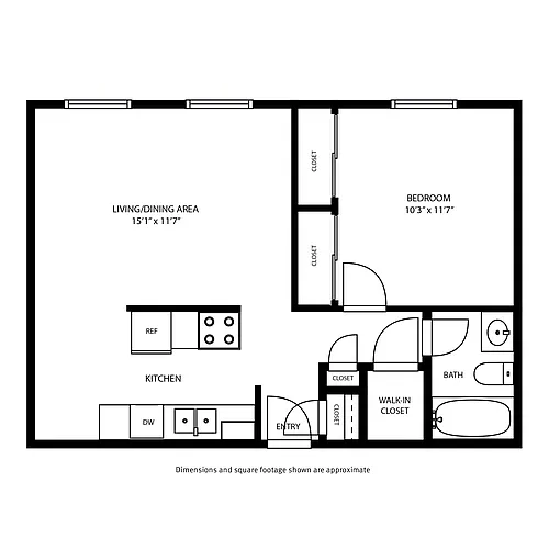 Floor plan 1 Bedroom / 1 Bath Part Renovated A