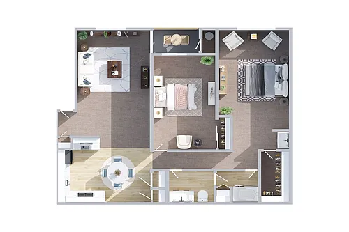 Floor plan 2-Bedroom 1-Bath Classic