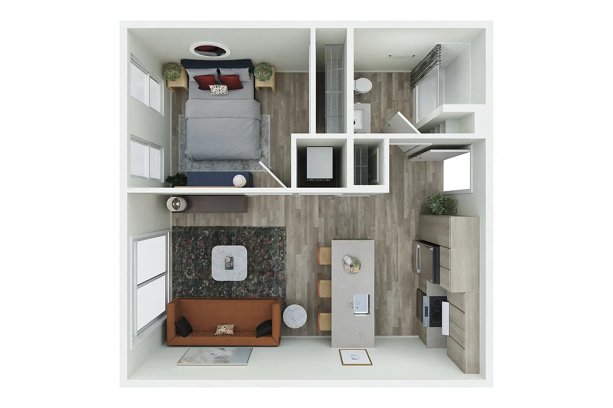 Floor plan 1X1 - 102