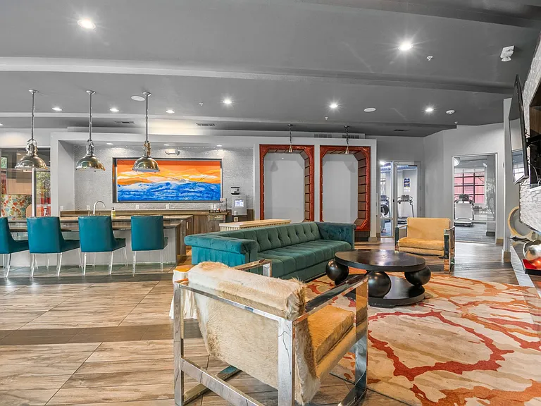 Resident lounge at South Side Flats in Dallas TX