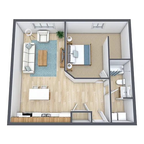 Floor plan One Bedroom 11D