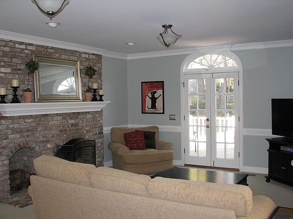 Family room with masonry fireplace