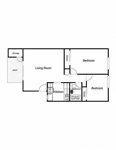 Floor plan 2-Bedroom, 1-Bathroom
