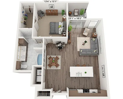 Floor plan One Bedroom A1F4