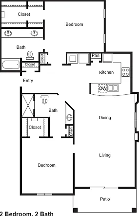 B2 Floorplan: 2 Bedroom, 2 Bathroom B2 Floorplan: 2 Bedroom, 2 Bathroom