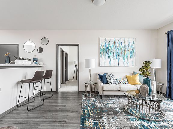 Open Living Room and Breakfast Bar - Brunswick Point Apartments