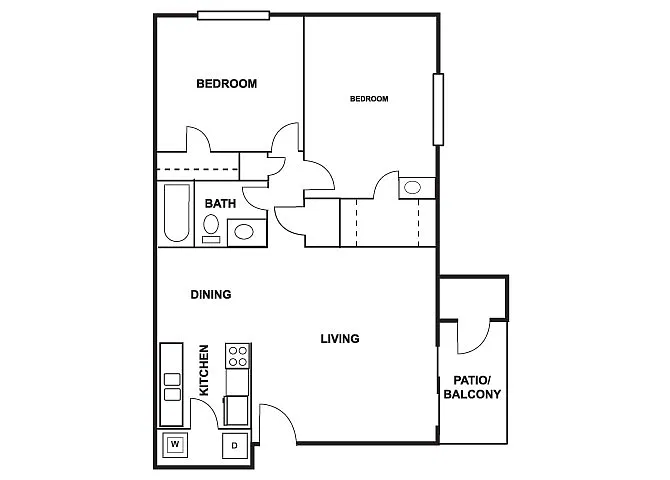 Floor plan 2Bed 1 Bath 1050