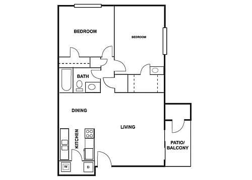 Floor plan 2Bed 1.5 Bath 1100