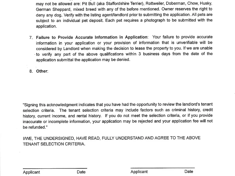 Rental Criteria pg.2