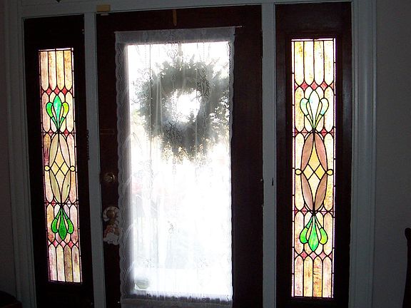 Front Door w/ Stained Glass Transoms