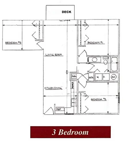 Floor plan 3 bedroom 1 bath