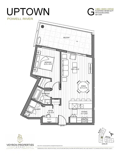 Floor plan 1BR + DEN