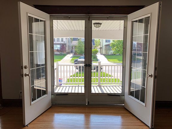 French doors from living room to porch
