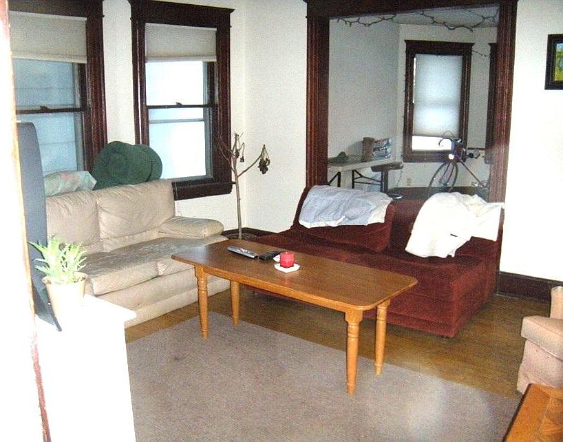 1 of 2 living (dining) room spaces from kitchen