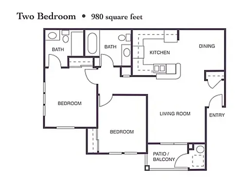 Floor plan 2 Bedroom 2 Bath