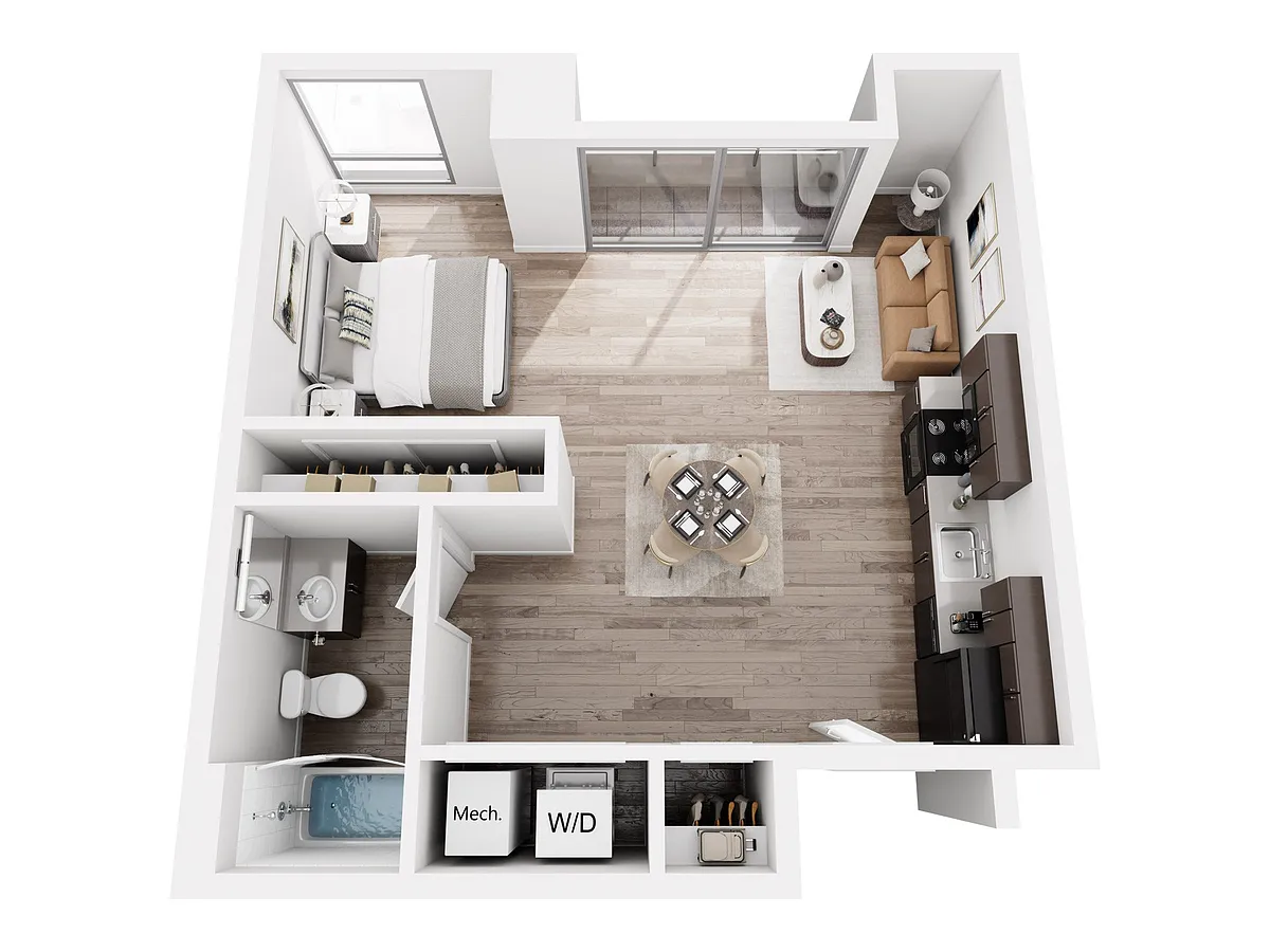 Floor plan Studio (614 sq ft)