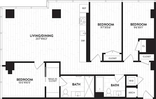 Floor plan 3 Bed-2 Bath-3M Alchemy