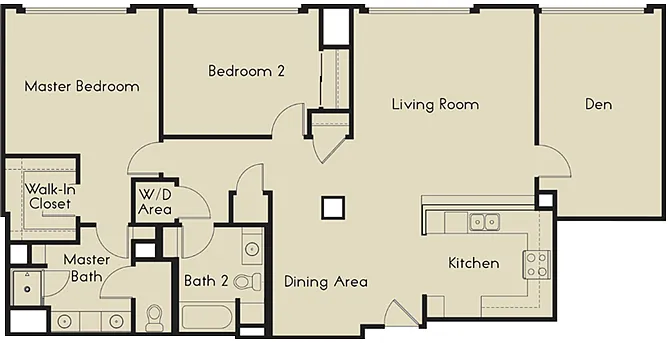 Floor plan 2 Bedroom 2 Bathroom Plan L