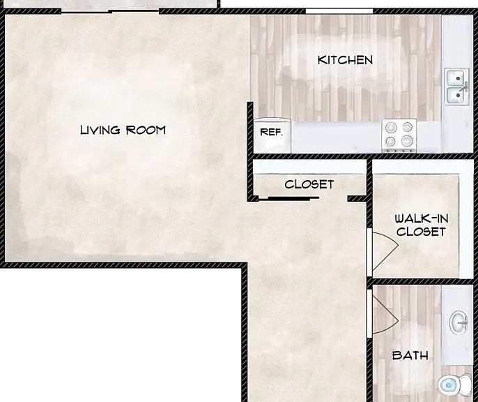 Deluxe Studio Floorplan Diagram