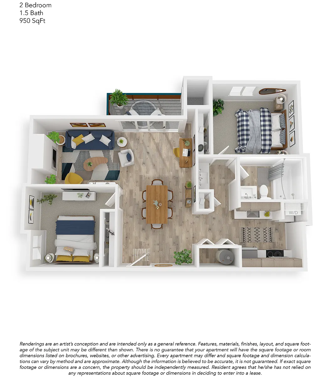 Floor plan 2x1.5 Upgraded
