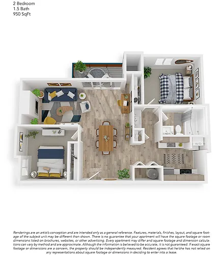 Floor plan 2x1.5 Upgraded