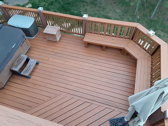 View of lower deck from upper deck off master suite.