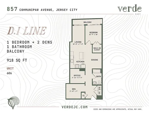 Floor plan D-1 - One Bedroom Two Dens