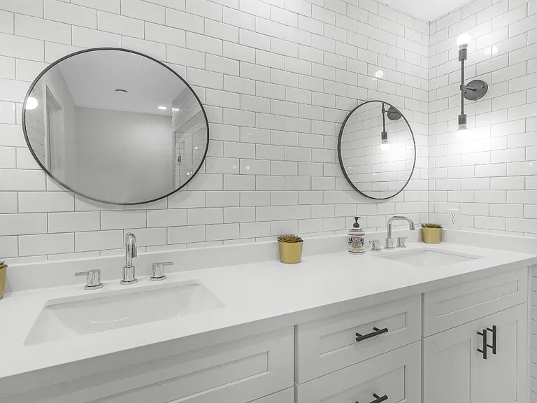The vanity in the primary bedroom