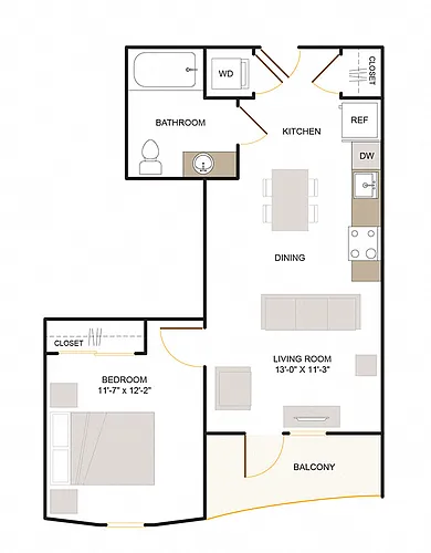 Floor plan B1 1X1