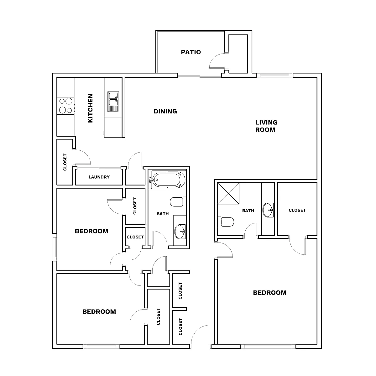 Floor plan 3x2 1196 sqft - Upgraded