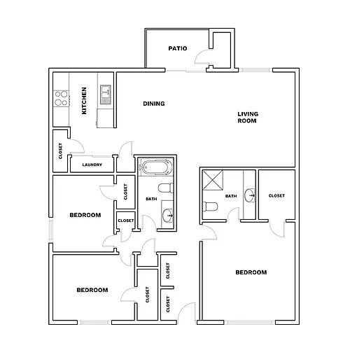 Floor plan 3x2 1196 sqft - Upgraded