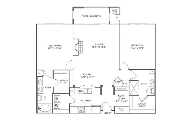 Floor plan 2 Bed/2 Bath-B4
