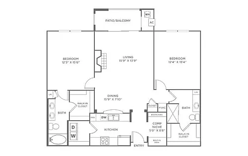 Floor plan 2 Bed/2 Bath-B4