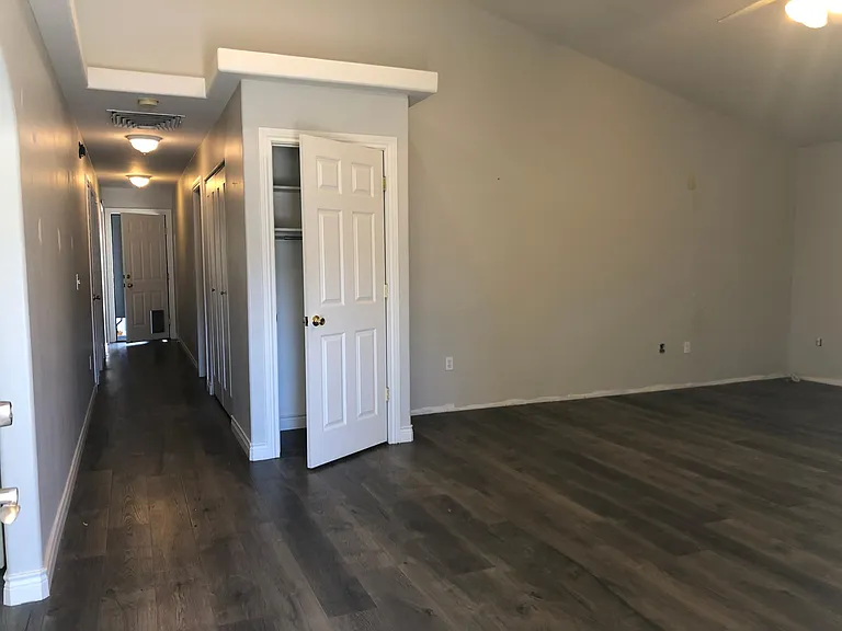 Living room with vaulted ceiling