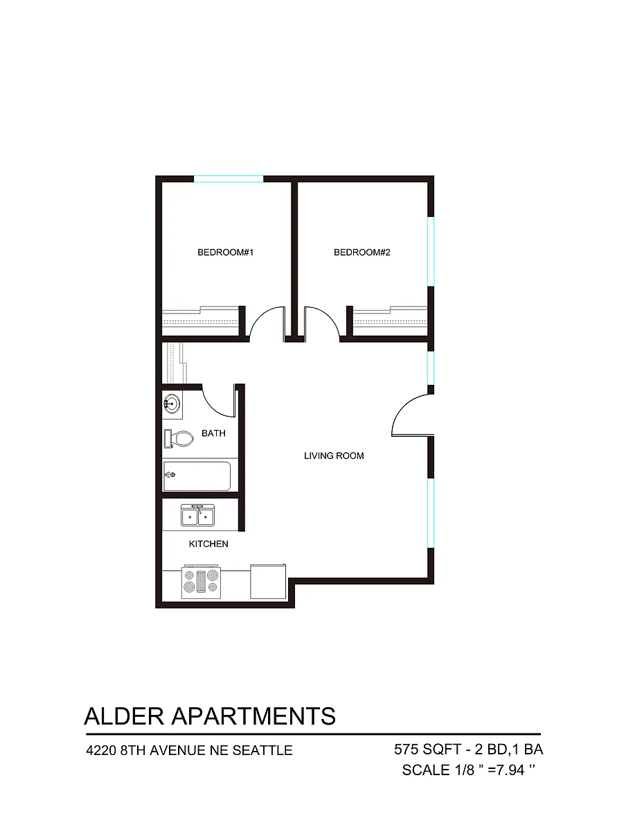 Floor plan 2 Bedroom 1 Bath