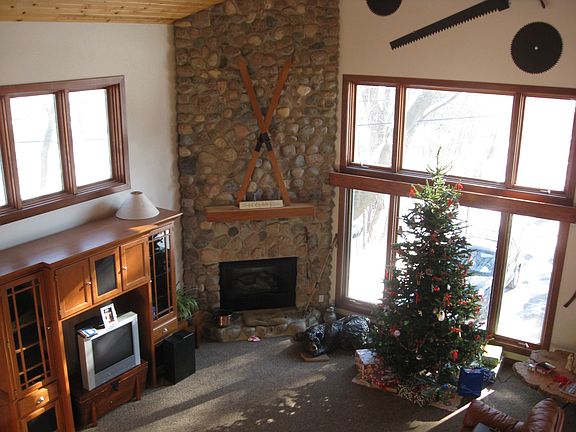 fieldstone fireplace