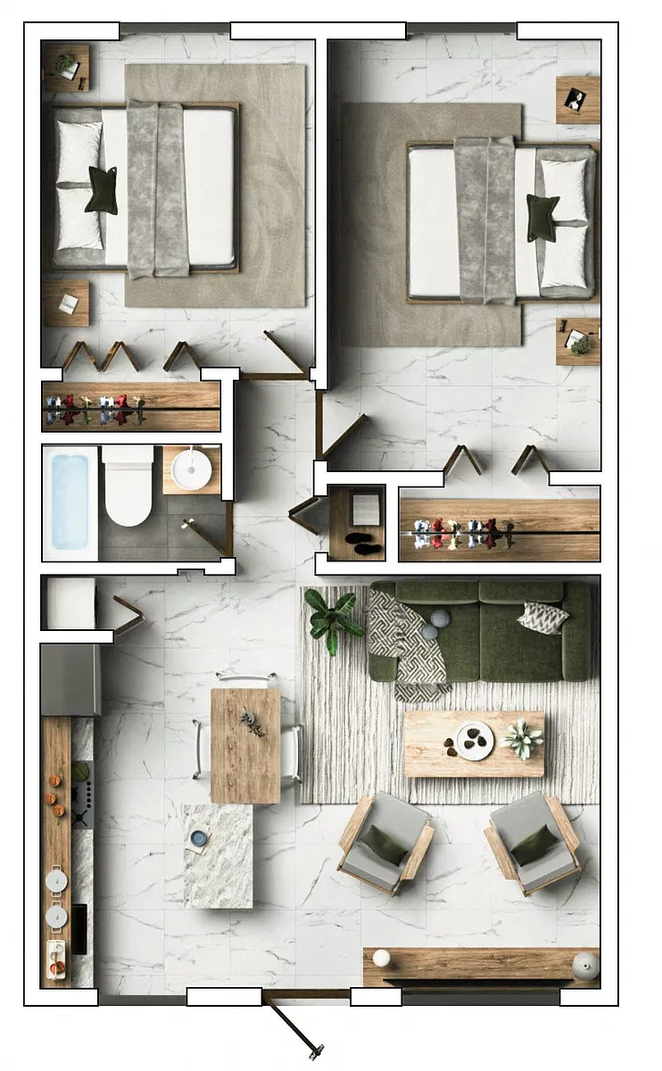 Floor plan 2 Bedrooms, 1 Bathroom