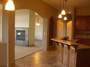 Looking from Dining Nook into Kitchen and Family Room