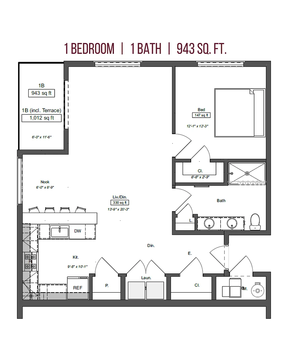 Floor plan 1 Bedroom