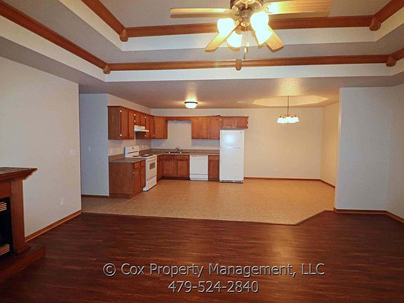 Living, kitchen, dining area