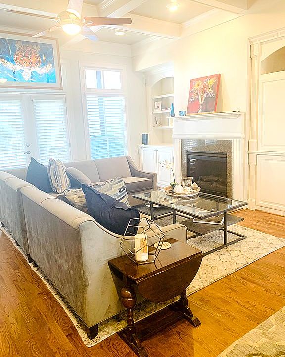 Living area with gas fire.
