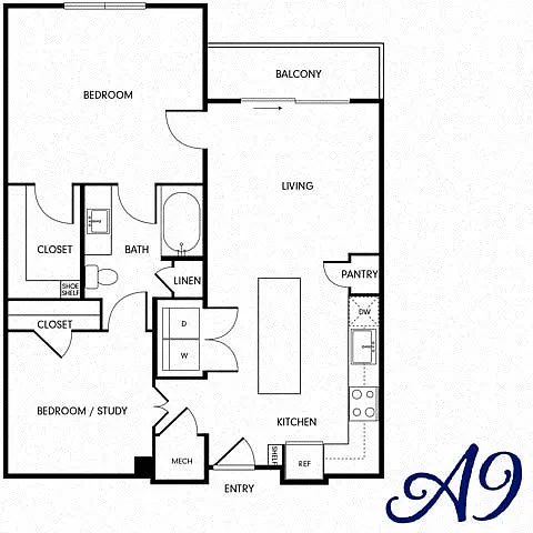 Floor plan One-Bedroom (A9)