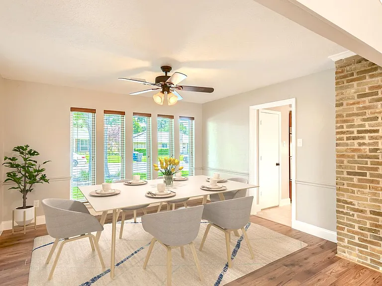 This image shows a virtually furnished space. This space come unfurnished.