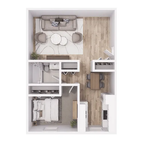 Floor plan A1 - 1Bed, 1Bath