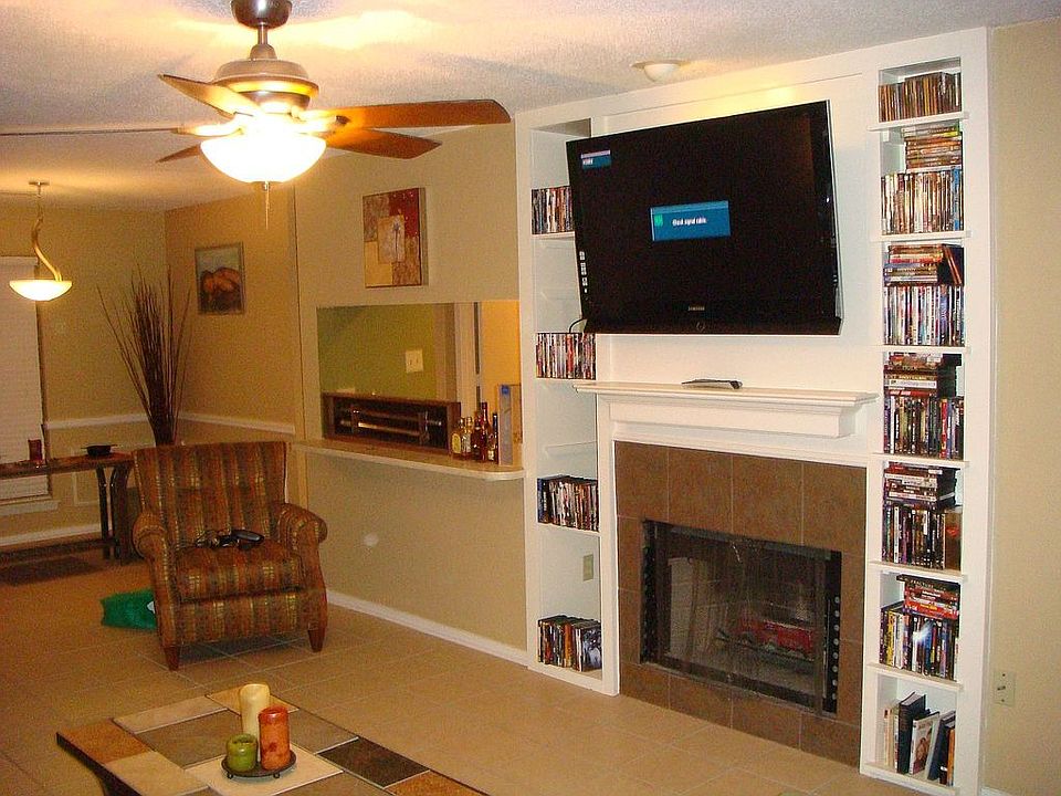 Plugs built in walll around fireplace